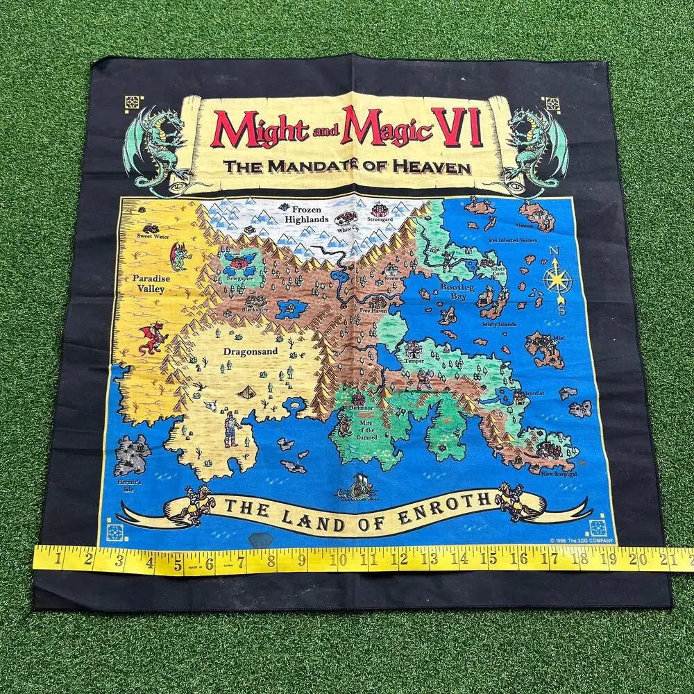 Vintage 90s Might and Magic VI: The Mandate of Heaven Cloth Map PC Game